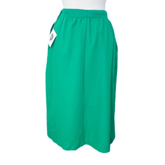 Vintage NWT Boston Traveler Green Wool Pleated Midi Skirt | Size 10 - Picture 3 of 6